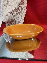 Vintage Los Angeles Potteries Orange Casserole Dish Large 10” - £9.51 GBP