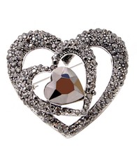 Heart Brooch Vintage Look Silver Plated Stunning High End Design Broach Pin U8 - £18.29 GBP