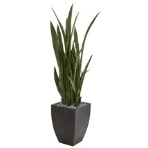 Nearly Natural 9495 4.5 in. Sansevieria Artificial Plant in Black Planter - £226.86 GBP
