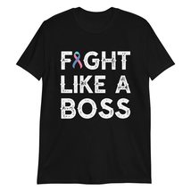 Fight Like a Boss Thyroid Cancer Awareness Blue, Pink &amp; Teal Ribbon T-Shirt - £15.37 GBP+