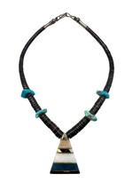 Vintage Santo Domingo Turquoise Multi Stone Reversible Heishi Bead Necklace - £31.28 GBP