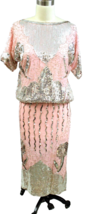 VTG 80s Glam! Pink Silk Beaded AND Sequined 2PC Dress Set -Top &amp; Skirt- ... - $4,392.76 MXN