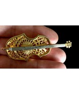 Gold and Silver-Tone CELLO Vintage BROOCH Pin - 2 3/4 inches - RARE - £15.75 GBP