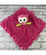 Okie Dokie Pink Owl Security Blanket Lovey Rattle Plush Satin Ruffle Baby 13”x13 - €8,43 EUR