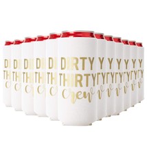 Dirty Thirty Crew Can Coolers, 30Th Birthday Party Coolies, Set Of 12, B... - $33.99
