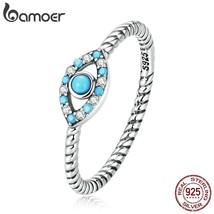 Genuine 925 Sterling Silver Turquoise Demon Eye Ring for Women Twist Design Tren - £17.34 GBP