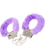 Fluffy Metal Fancy Handcuffs for Dress Up or Adult Play Time Purple - £10.21 GBP