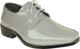 VANGELO TUX-5 Boy Tuxedo Shoe Dress Wedding, Prom Wrinkle Free Grey Patent - £39.30 GBP