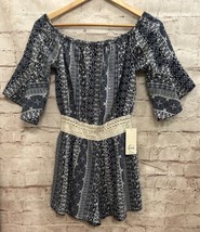 205 Collins Romper Junior Women Small NEW Off Shoulder Bell Sleeve - $22.40