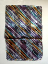 Womans Scarf Striped Design Purple Green Brown 13 x 58 Art Deco Head Nec... - $18.56