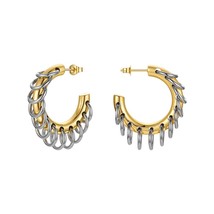 Punk Circle Loop Earring Stainless Steel Hoop Earrings For Women Gold Color Brin - £22.33 GBP