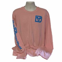 Walt DISNEY World PARKS Pink Blue Spell Out Long Sleeve T Shirt Ears Siz... - $26.70