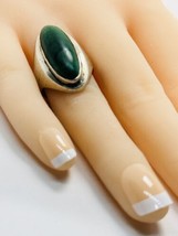 antique sterling silver Malachite oval ring size 6.5 - £56.12 GBP