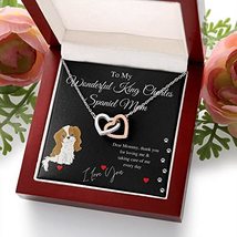 To My Wonderful King Charles Spaniel Mom Interlocking Hearts Necklace - £55.34 GBP