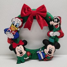 Vintage Disney Christmas Door Hanging Wreath Plush Mickey Minnie Friends 3D - £43.71 GBP