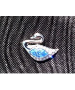 Swarovski Silver Swan Pin With Blue Crystal Pave New Tie Tack style - £15.73 GBP