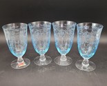 Vintage Fostoria Navarre Blue Crystal Iced Tea Tumbler Glass Set 4 Four ... - $197.99