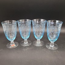 Vintage Fostoria Navarre Blue Crystal Iced Tea Tumbler Glass Set 4 Four ... - £155.36 GBP
