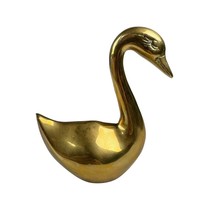 Vintage Solid Brass Swan Figurine - Elegant Home Decor Accent - £11.12 GBP