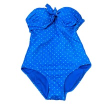 Spanx Bandeau Push Up Padded One Piece Swimsuit Electric Blue Polka Dot ... - $74.25