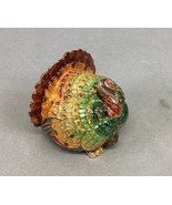 Miniature Turkey Trinket Box - Hand Painted Enamel - With Swarowski Crys... - $658.39 MXN
