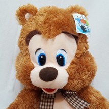 Brown Teddy Bear Plush Stuffed Animal 22&quot; Classic Toy Co Plaid Bow - $15.89