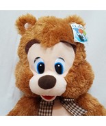Brown Teddy Bear Plush Stuffed Animal 22&quot; Classic Toy Co Plaid Bow - £12.45 GBP