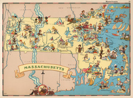 12270.Decor Poster.Vintage Interior wall art design.1935 Massachusetts funny map - £13.47 GBP+