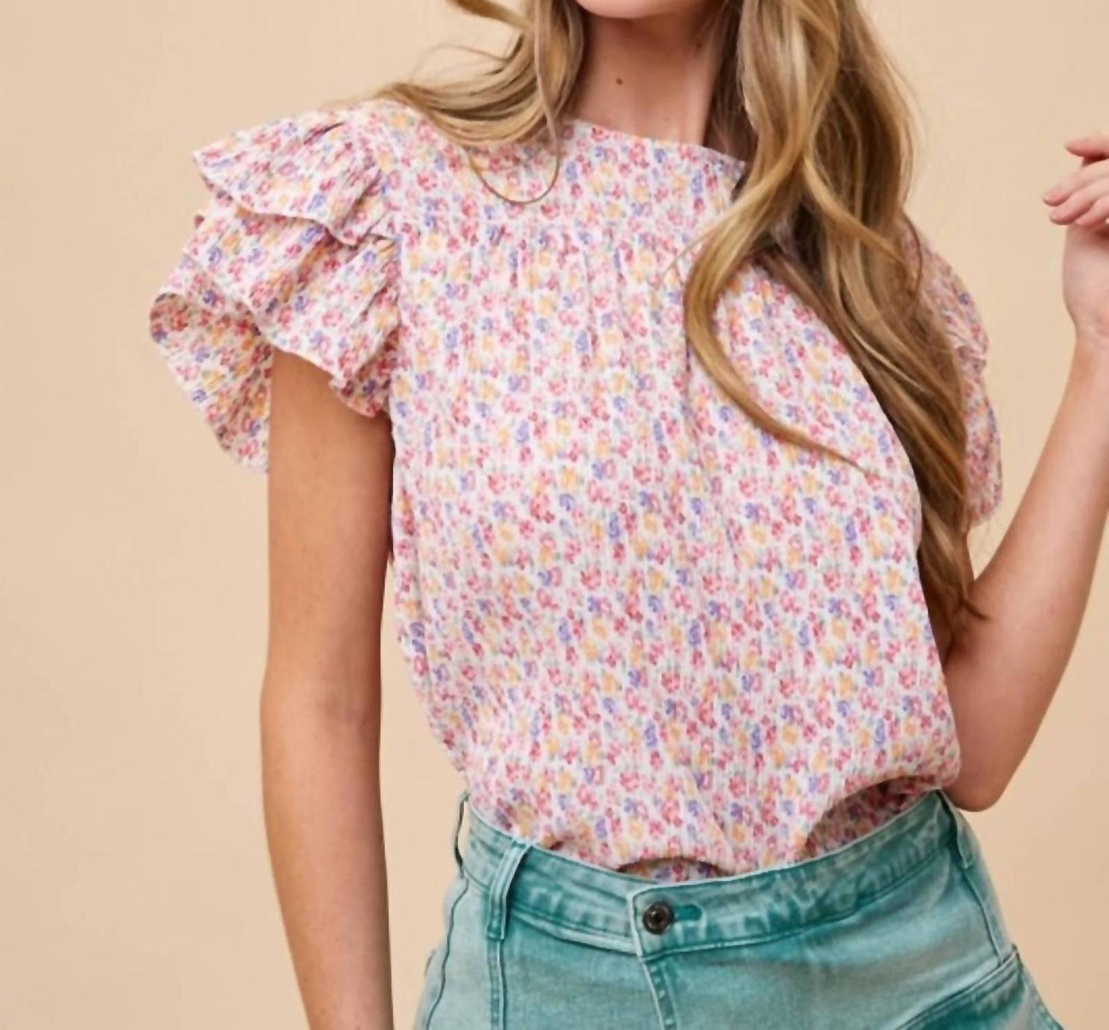 Anniewear ditsy flower printed pleats blouse size L - $44.55