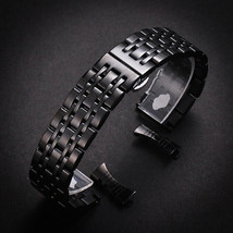 22mm Black 304L Stainless Steel Metal Curved End Watch Bracelet/Watchband + Tool - £19.15 GBP+