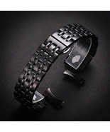 22mm Black 304L Stainless Steel Metal Curved End Watch Bracelet/Watchban... - £19.24 GBP+