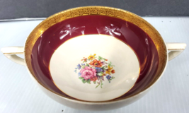 HTF Crown Ducal Gold Encrusted Salad Plate 4937 Maroon Band Restored GR - £7.20 GBP