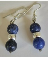 Avon Silvertone Blue Beaded Dangle Earrings Pierced 1&quot; - $203.43 MXN