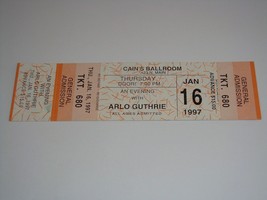 ARLO GUTHRIE UNUSED 1997 CONCERT TICKET CAIN&#39;S BALLROOM USA woodstock hi... - £5.52 GBP