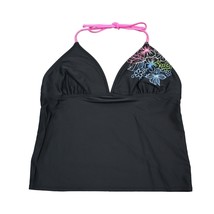 Hot Swimwear Womens XS Black Stretch Tie On Strap Halter Tankini Swimsui... - $19.68