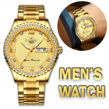 Classic Gold Men Quartz Watch Relojes De Hombre Stainless Steel Business Watches - £20.84 GBP