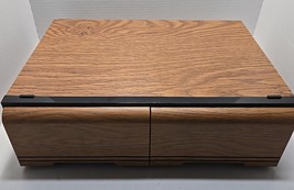 Vtg VHS VCR Cassette Holder Storage Drawers 18 Tapes Faux Wood Grain 80-... - $17.82