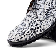 Kratos Genuine Caiman Crocodile Fashion Sneaker Newspaper Gray image 3