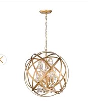 Sara 18.9 in Dia Gold 5-Light Metal Globe Crystal Chandelier JoJospring New - $1,274.72 MXN