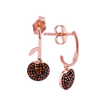 10k Rose Gold Womens Round Red Color Enhanced Diamond Dangle Earrings 1/4 - £320.51 GBP