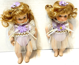 VTG Toystar Ltd Porcelain Dolls Purple Lace Dress Blonde Blue Eyes 6&quot; Ho... - $21.51