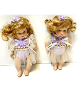 VTG Toystar Ltd Porcelain Dolls Purple Lace Dress Blonde Blue Eyes 6&quot; Ho... - £16.92 GBP