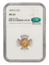 1870-S G$1 NGC/CAC MS63 - $10,185.00