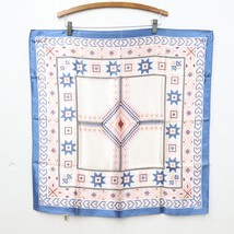 Vtg Skemo Eleanor Paine Acetate Square Scarf Geometric Blue Pink 26x26&quot; - £14.94 GBP