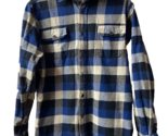 Jachs Blue White Mens Medium Shacket Heavy Flannel Buffalo Check Button Up - $19.70