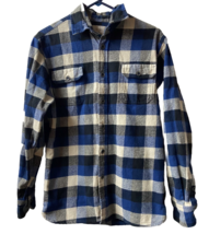 Jachs Blue White Mens Medium Shacket Heavy Flannel Buffalo Check Button Up - $19.70