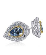 1.32CT Pera Laboratorio Crecido Diamante Azul Halo Dormilonas 14k Oro Bl... - $1,029.18