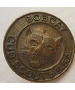 Vintage Cub Scout Round Bobcat Pin Metal with nice patina - $6.00