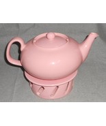 RARE! Hoganas Keramik TWO PIECE TEAPOT w/TRIVET Pink Color AS IS Sweden - $54.25 CAD