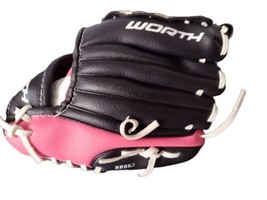 Worth Right Handed Baseball Glove Youth Girls Academy Sports W92PB Black Pink - £8.94 GBP